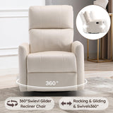 ANJ Manual Swivel Rocker Recliner, Glider Recliners with Padded Armrest and Backrest, Soft Leather Nursery Rocking Recliner Chair Reclining Sofa for Living Room ANJ