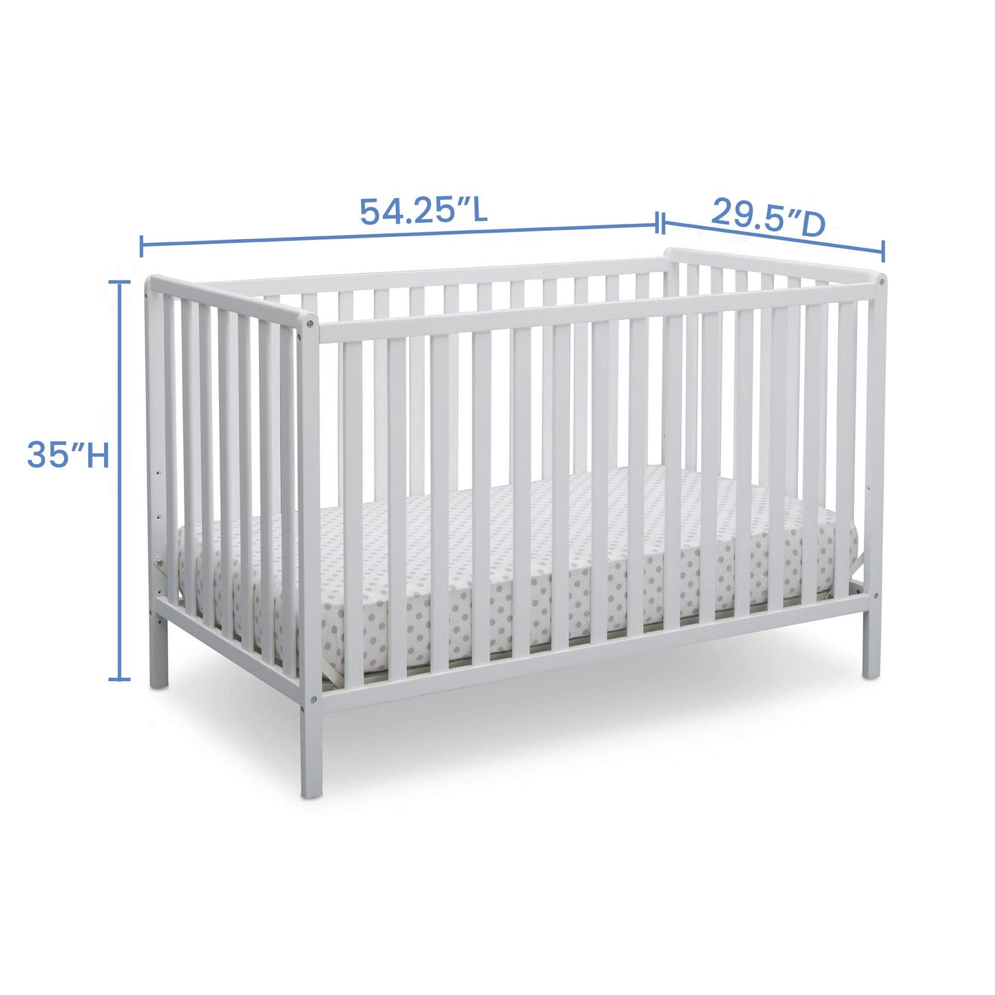 Delta Children Heartland 4-in-1 Convertible Crib - Greenguard Gold Certified, Bianca White - WoodArtSupply