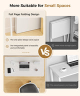 POLWKZU Folding Desk Small Foldable Desk for Small Space, 31.5 Inches Writing Computer Desk in Study, Home Office Foldable Office Desk for Bedroom, White POLWKZU