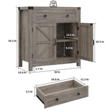 HOSTACK Coffee Bar Cabinet, Modern Farmhouse Buffet Sideboard with Drawer and Adjustable Shelf, Barn Door Storage Cabinet for Kitchen, Dining Room, Bathroom, Entryway, Ash Grey HOSTACK