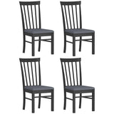 HOMCOM Wooden Dining Chairs Set of 4, Farmhouse Upholstered Kitchen Chairs with Rubber Wood Frame for Living Room, Dining Room, Black and Gray HOMCOM