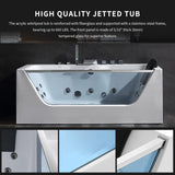 Empava 59 in. Acrylic Alcove Whirlpool Bathtub - Hydromassage Rectangular Jetted Soaking Tub with Center Drain - Waterfall Faucet Empava