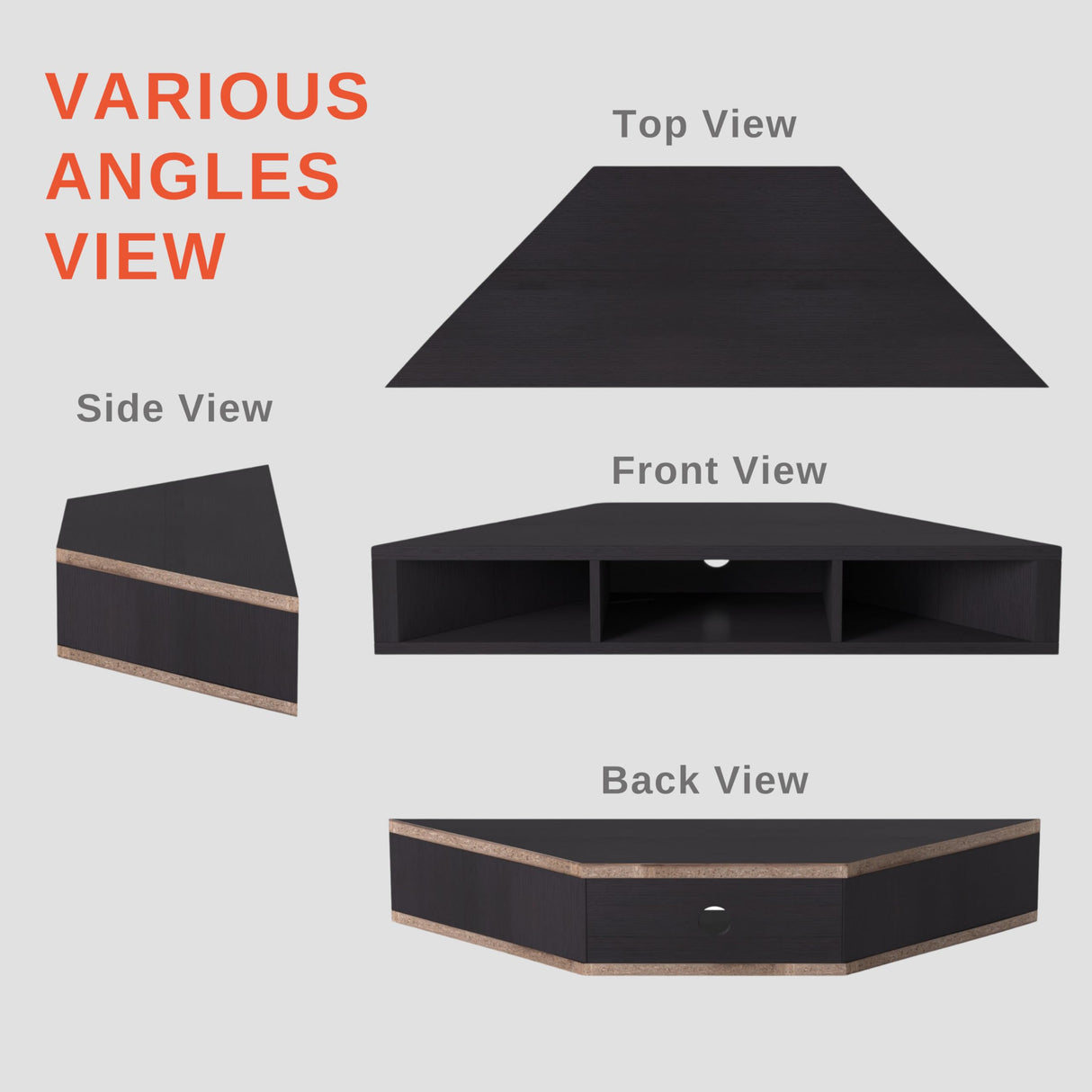 24/7 Shop at Home French 47 inch Modern Floating TV Stand with Storage, Floating Corner Shelf for Wall, Wood Entertainment Center with Shelves for Living Room, Bedroom, Family, Cappuccino Brown 24/7 Shop at Home