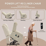 Korser Oversized Power Lift Recliner for Elderly, Electric Recliner Chairs with Massage and Heat, Extra Wide Recliner with Side Pockets, Reclining Chair for Living Room (Cashmere, Beige) Korser