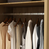 TAMUNE Wardrobe Closet with Mirror, 3 Door Wardrobe with Hanging Rod, 4 Drawers, Shelves, Modern Bedroom Armoire with Gold Handle, Oak Clothes Cabinet, 20.5”D x 47”W x 86.7”H TAMUNE