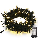 MYGOTO 33FT 100 LEDs String Lights,Green Wire Waterproof Fairy Lights 8 Modes 30V UL Certified Plug in Xmas Lights for Home, Garden, Wedding, Party, Christmas Decoration Indoor Outdoor (Warm White) Hopolon