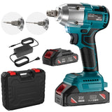 LHRETXQ 1/2 inch Cordless Impact Wrench, Torque 258ft-lbs(350N.m), 3500 RPM, 21V Electric Brushless Power Impact Gun for Lug Nuts with 2.0Ah Battery, 1/4 inch Impact Driver, Charger & Kit Case LHRETXQ