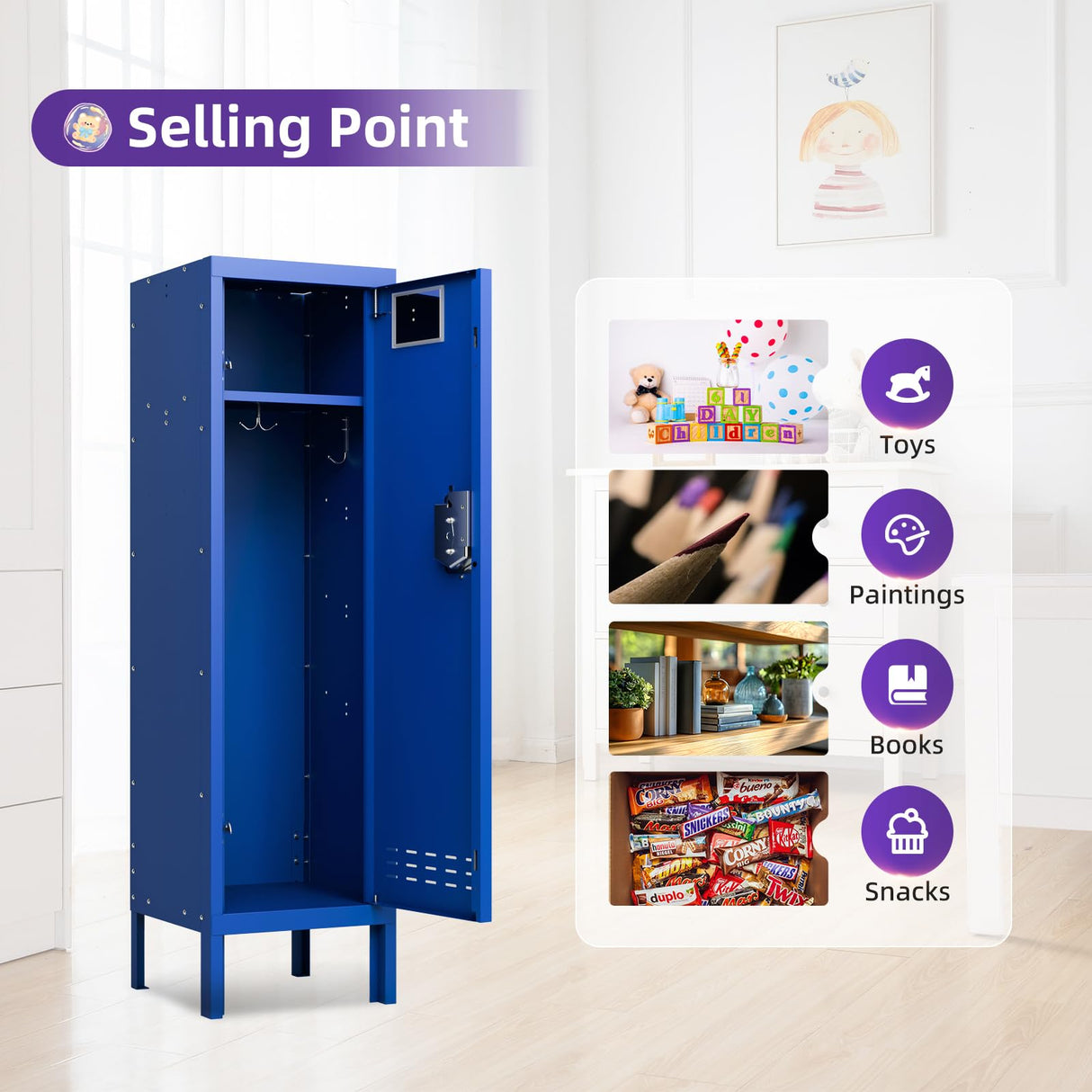 BUTISOW Metal Cabinet Home Office Storage,Lockers,Lockable Employees Metal Locker with Door,54" Height Steel Locker,Lockable Steel Locker for Gym,School,Home,Office,Garage,Assembly Required BUTISOW