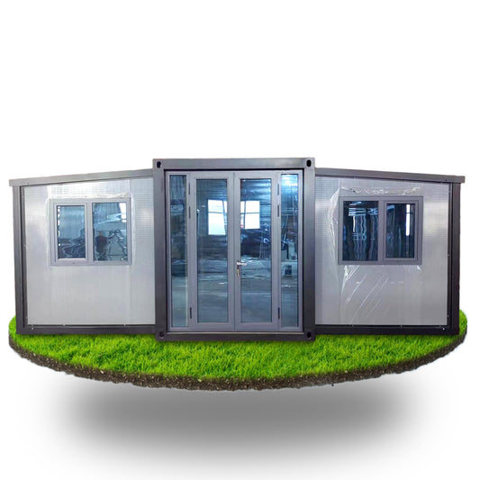 Prefab Expandable Folding House, Modern Sturdy Portable Prefabricated Houses to Live in 19x20FT, Mobile Expandable Plastic Prefab House for Hotel, Booth, Office, Garden House