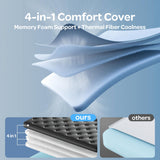 OhGeni 14 Inch Cooling Queen Size Mattress, Hybrid Gel-infused Memory Foam Bed Mattresses in a Box, Medium Feel Cool Top Fabric,Individual Pocket Spring, 3-Zone design & Reinforced Edge Support, Black OhGeni