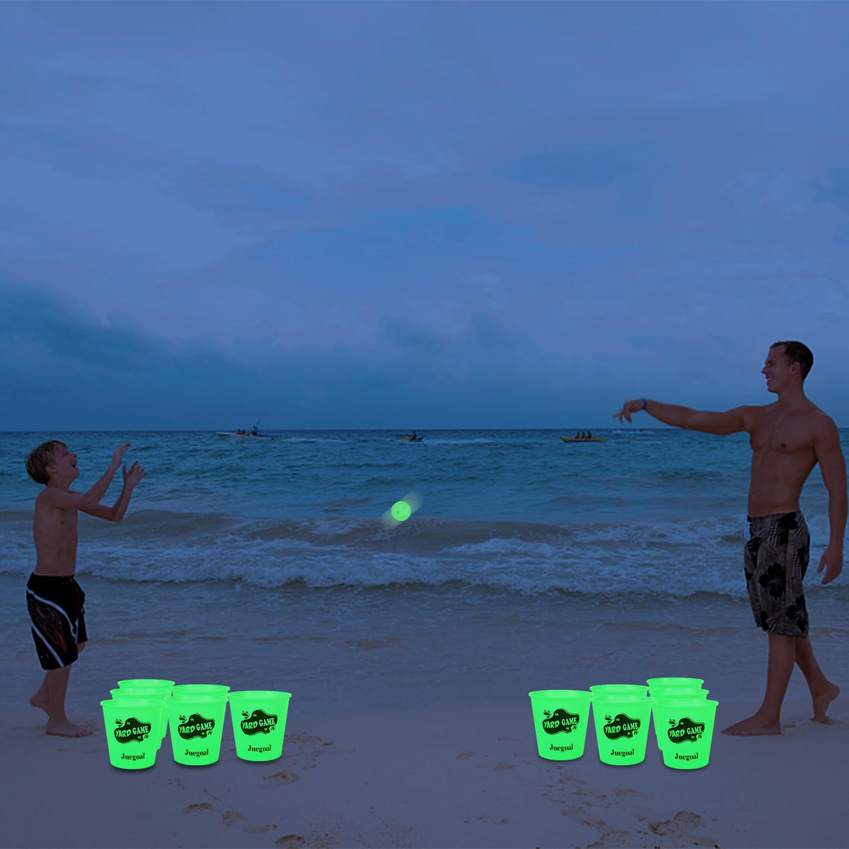 Juegoal Outdoor Toss Game Glow in Dark with Noctilucent 12 Buckets & 6 Balls, Throwing Game for Beach, Camping, Lawn and Backyard Juegoal