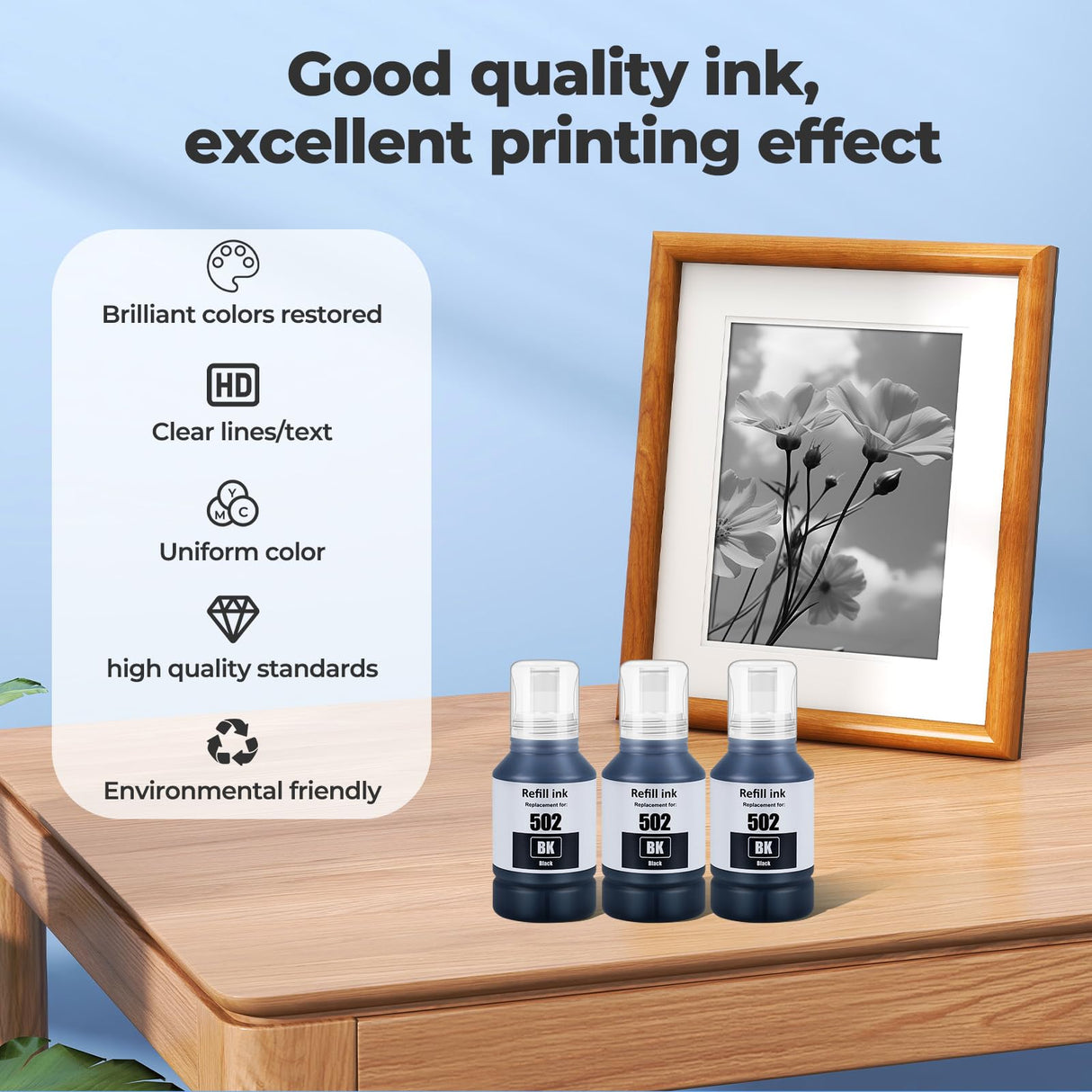 502 Black Ink ET-3850 ET-2850 ET-4850 Replacement for Epson 502 Ink Refill Bottles Black for Ecotank ET-4760 ET-3760 ET-2760 ET-3830 3760 ET2850 ET3850 ET4850 ET-2750 ET-3750 ET-4750 Printer, 3 Pack Trokliey