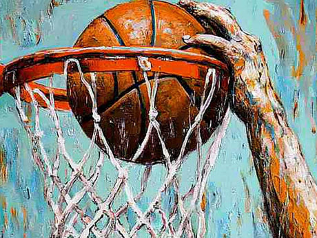 MaiYiYi Basketball Hoop Diamond Painting by Numbers, 5D Full Round Dunk Diamond Painting Set, Basketball Diamond Painting Dots Kit for Ball Lovers Adult Beginner Wall Art Decor (40X30 CM) MaiYiYi