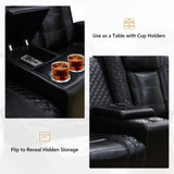 Power Reclining Loveseat Sofa for Home Theater, PU Leather Wall Hugger RV Recliner with Console, 4 Cup Holders, USB & Type-C, LED Lights, 170° Adjustable Backrest, Black Lyngins
