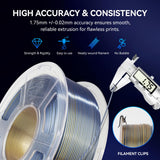 JAYO Silk PLA Filament 1.75mm Dual Colors Black Blue, Coextrusion Dual Color 3D Printer Filament, Shiny Multicolor Change, 1.1kg Spool(2.4lbs), Accuracy +/- 0.02mm for Most FDM 3D Printers JAYO