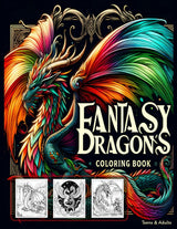 Fantasy Dragons: Coloring Book For Teens & Adults WoodArtSupply