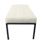 HomePop Tufted Metal Bench - Stain-Resistant Cream Woven HomePop