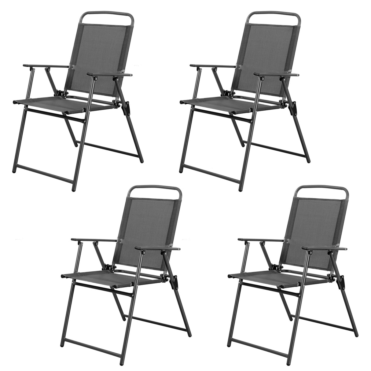 Shintenchi Outdoor Folding Dining Chairs Set of 4 with Textilene mesh Fabric and Metal Frame, Portable for Patio, Backyard, Camping and Porch, Black Shintenchi