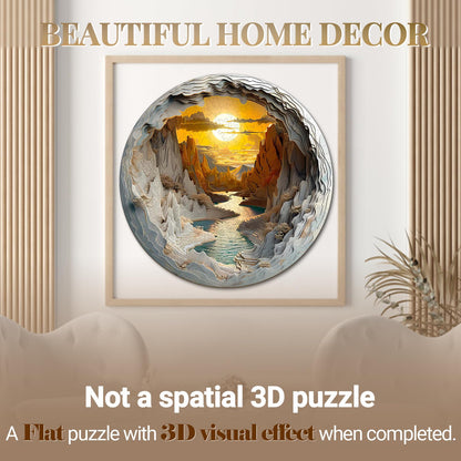 Wooden Puzzle for Adults-3D Vision Effect Wooden Puzzle Unique Shape Advanced Cave Wooden Jigsaw Puzzle for Adult, Wood Puzzles,Challenge Wooden Jigsaw Puzzle (S-8.5 * 8.5in-100pcs)