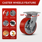 FOVERSWIVE 5"x2" Industrial Casters- Heavy Duty casters,Polyurethane Casters Wheel,Capacity up to 4000 Lb. Use for Platform Truck, U-Boat Cart,Workbenches(4 Swivel) FOVERSWIVE