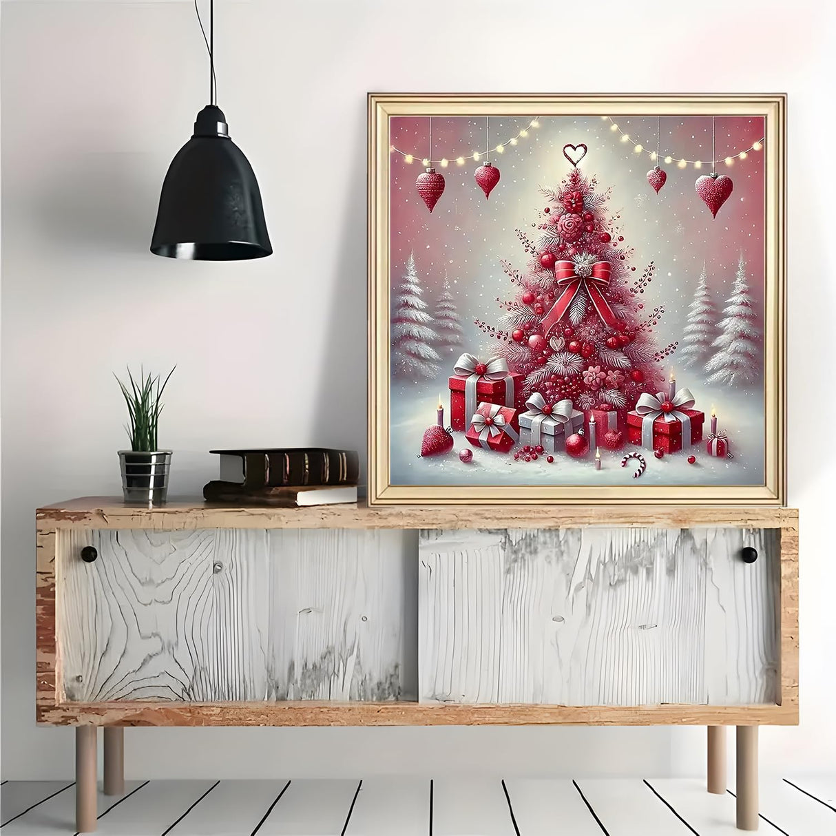 Christmas Tree Love Diamond Art Painting Kits for Adults, Diamond Painting Kits for Adults Beginners, 5D DIY Full Drill Diamond Dot Gem Art Kits for Adult, Home Wall Decor 13.8x13.8 Inch AWLNKMC
