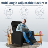 HCY Massage Recliner Chair Padded Wide Seat Sofa Wingback Single Sofa with Footrest PU Leather for Living Room,Home Theater(Black) HCY