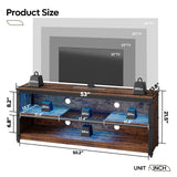 Bestier LED TV Stand for 55/60 Inch TVs, Gaming Entertainment Center with Adjustable Shelves, Modern Industrial Media Console with Storage Shelves for Living Room Bedroom, Rustic Brown Bestier