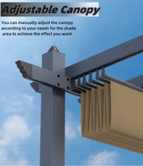 GarveeLife 10x13 Ft Aluminum Pergola, Outdoor Metal Pergola with Adjustable Canopy, Reinforced Frame Outdoor Shelter for Backyard, Garden and Deck - Khaki GarveeLife