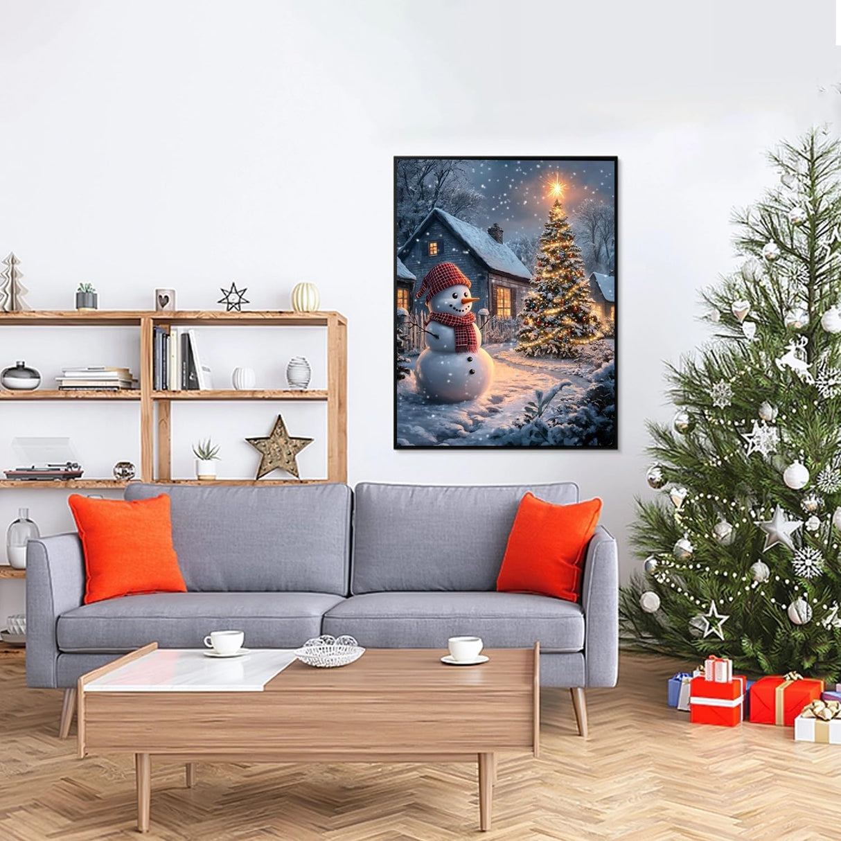 Diamond Art Kits for Adults Beginner, 5D Christmas Tree Diamond Painting Kits,Snowman Painting with Diamond,Full Round Drills Winter Gem Art for Christmas Wall Decor 12 x 16 in DIYDECORFUN