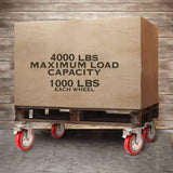 FactorDuty 8" X 2" Heavy Duty Caster Set of 4 Locking Swivel Caster Wheels Polyurethane On Polyolefin Industrial Grade Premium Quality 4000lbs Total Capacity FactorDuty