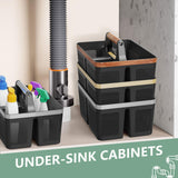 BYUNER Black Shower Caddy Portable: Plastic Bathroom Caddy Organizer with Handle and Holes, Cleaning Caddy, Hard Shower Basket Storage Tote for Toiletry, College Dorm Room Essentials for Men BYUNER