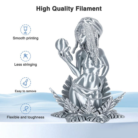 Amoybaby Silver Grey Silk PLA Filament 1.75mm, High Gloss PLA 3D Printer Filament Low Warp & Clog-Free, Dimensional Accuracy +/- 0.03mm, 1kg(2.2lb), Fits for Most FDM 3D Printers Amoybaby