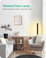 EDISHINE Wooden LED Corner Floor Lamp, Minimalist Dimmable Stick Light with Remote, Modern Standing Light for Living Room, Bedroom, Office, 7 Color Temperature 2700~6000K, 46" EDISHINE