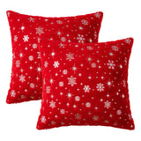 MIULEE Set of 2 Christmas Decorative Throw Pillow Covers Soft Faux Fur Winter Pillow Covers with Silver Snowflake Glitter Holiday Festival Pillowcases for Couch Sofa Bed, 18×18inch, Red MIULEE