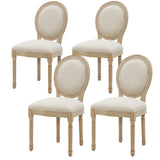 Furnimart French Country Vintage Dining Chairs Set of 4 Farmhouse Dining Chairs with Round Back and Solid Wood Legs, Oval Side Chairs for Kitchen Dining Room Living Room (Beige) Furnimart