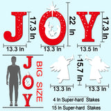 Outdoor Christmas Decorations -Joy Nativity Sets for Christmas Outdoor Xmas Nativity Lawn Religious Scenes Yard Decor with Stake for Home Lawn Pathway Walkway, Red, White mishunyus
