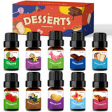 Holamay Dessert Fragrance Oils, Scented Oils Set of 10 Sweet Soap & Candle Making Scents - Creamy Vanilla, Apple Cinnamon, Cookies and More, Aromatherapy Diffuser Oil, Holiday Essential Oil Set Holamay