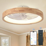 Oaks Aura 20” Ceiling Fan with Light, 3 Color Dimmable LED, 6 Speeds,Reversible DC Motor, Wooden Flush Mount Low Profile Ceiling Fans with Lights and Remote for Bedroom/Kidsroom/Dinng Room Oaks Aura