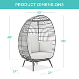 Best Choice Products Wicker Egg Chair, Oversized Indoor Outdoor Lounger for Patio, Backyard, Living Room w/ 4 Cushions, Steel Frame, 440lb Capacity - Gray/White Sand Best Choice Products