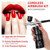 Airbrush Kit with Compressor Portable Airbrush Kit 48PSI High-Pressure Non-Clogging Air Brush Set Cordless Rechargeable with 0.3mm Nozzle and Cleaning Brush for Painting,Nail Art, Makeup (Black) CBVCBV