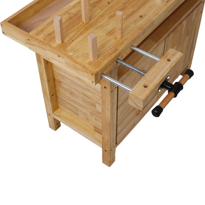 50-Inch Wooden Workbench – Durable Wood Workbench for Garage, Workshop, and Home - WoodArtSupply