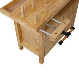 Montary 50-Inch Wood Workbench - Rubber Wooden Heavy Duty Work Bench with 3 Drawers 1 Cabinet Door and Shelf Integrated Vises for Garage Workshop, Woodworking and Home Montary