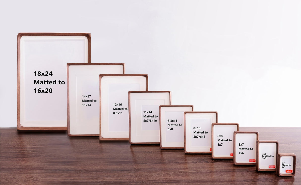 Natural Wood Photo Frames Inspired Tabletop Picture Frame with Mat, Vertical or Horizontal Display (Teak, 4x6 matted to 3x5) WoodArtSupply