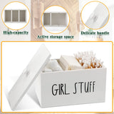 Otuuz Tampon Holder for Bathroom with Lid Tampon Storage Pad Container for Bathroom Feminine Product Organizer Wood Farmhouse Bathroom Organizer Countertop Storage Box Movable Partition(Blank Style) Otuuz