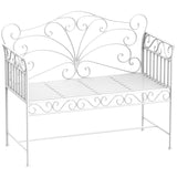 Outsunny 43" Garden Bench, Outdoor Patio Bench with Armrests, Metal Porch Bench for Backyard, Poolside, Lawn, Cream White Outsunny