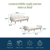 Novogratz Brittany 81.5" Futon Sofa Bed and Couch Sleeper, Ivory Boucle Novogratz