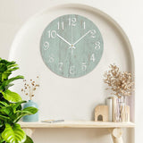 COCOKEN Wall Clock Silent Non Ticking Wooden Clocks Seafoam Green Clock Battery Operated 15in, Round Farmhouse Clock, Rustic Clocks Decor for Home Kitchen Office COCOKEN