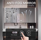 Bathroom Vanity with Double Sink, 60" Modern Bathroom Vanity Cabinet with Anti-Fog LED Mirror Cabinet, Solid Wood Floating Vanities with Dual Sink, Wall Mounted Bathroom Sink Vanity - Black Striped LUTHXAY