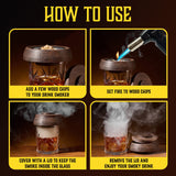 Whiskey Gift Set, 14 pcs - Whiskey Decanter + Wooden Smoker + Old Fashioned Glasses - 2 pcs, in Wooden Box with Wood Chips, Whiskey Stones 6 pcs Included - Gift for Men (Torch Not Included) homia