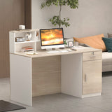 AIEGLE Reception Desk with Counter & Lockable Srotage Drawers, for Salon Reception Room Checkout Office, Natrual (55.1" L x 23.6" W x 43.3" H) AIEGLE